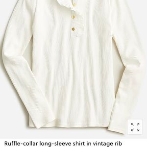 Ruffle-collar long-sleeve shirt in vintage rib
